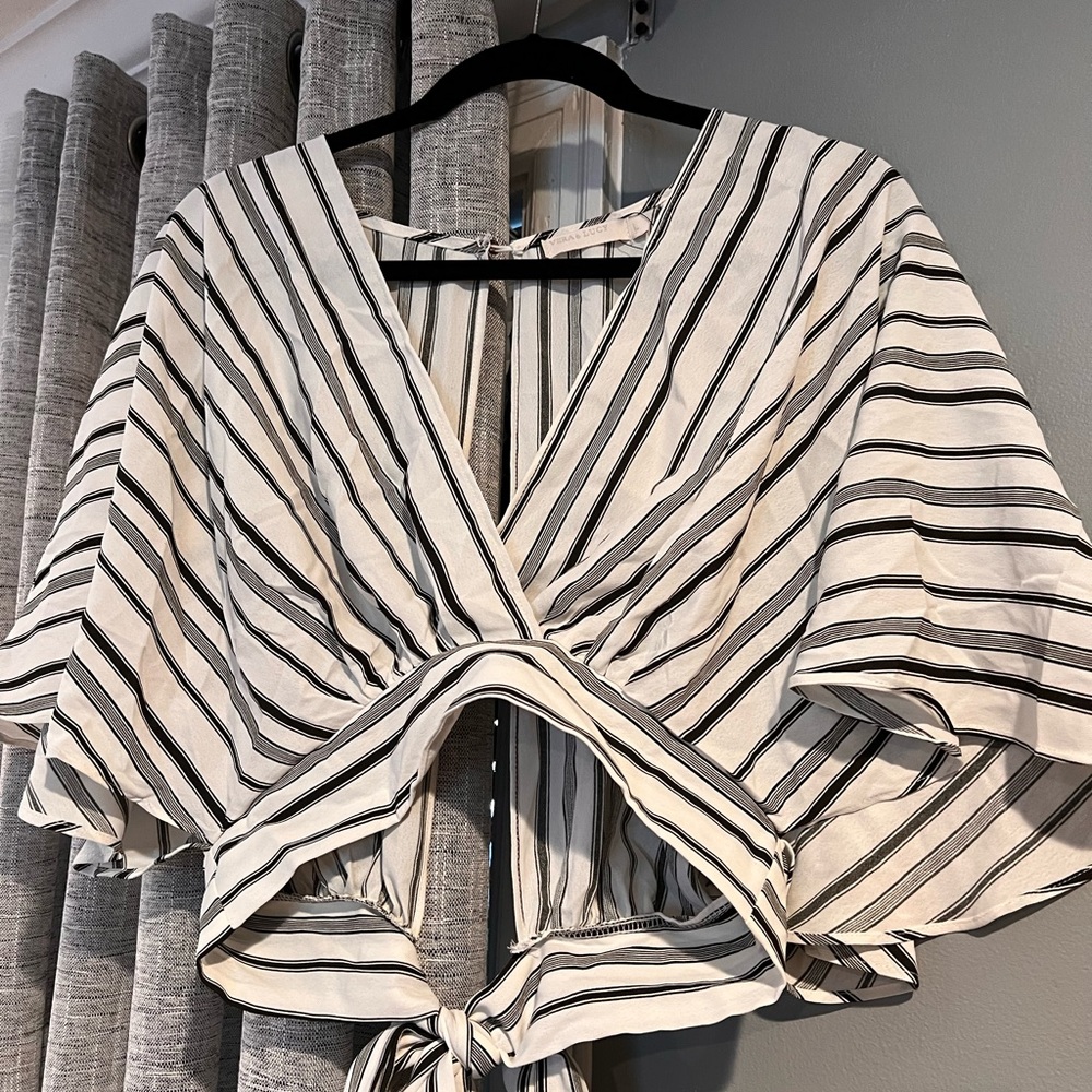 Stripes crossover blouse